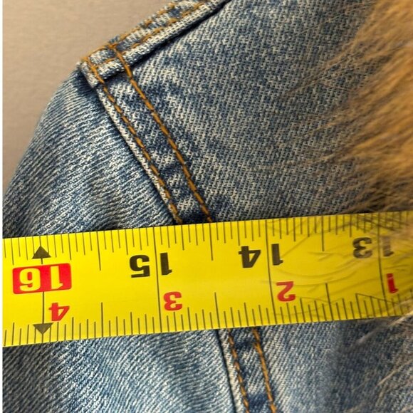 Zara Womens Detachable Faux fur Collar Long Denim Coat Denim Size Small - Picture 2 of 16